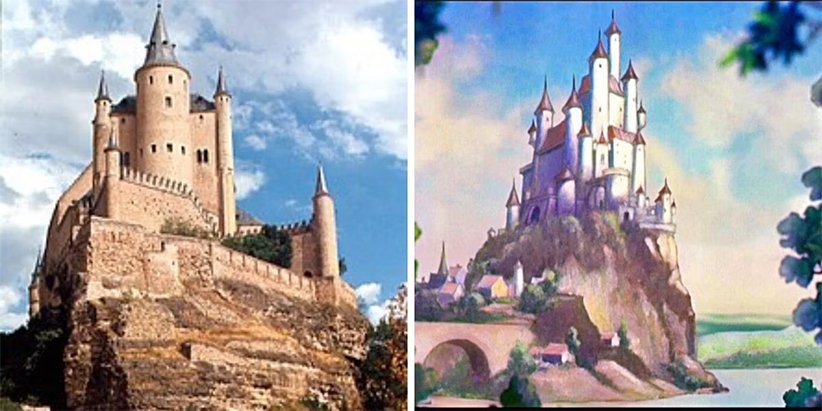 قلعه‌ی سگوبیا در «سفیدبرفی و هتف کوتوله»، انیمیشن‌های دیزنی